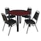 Kee Kee Round Table & Chair Set, Wood, Metal, Vinyl Top, Mahogany TB48RNDMHBPBK29BK - alternate 1